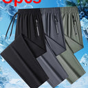 Three Pairs Of Men's Sport Pants. They Can Absorb Moisture And Wick Away Sweat, Keeping You Dry And Breathable. with Zipper Details, These Are Thin And Quick-drying Outdoor Pants, Which Are Perfect for Outdoor Sports And Home