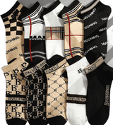 12 Pairs Men'S & Women'S Socks - Summer Lightweight, Thin, Versatile, Geometric Pattern, Polyester & Spandex, Hand Wash or Dry Clean, Casual Sock Design, Casual Sock Design|Geometric Pattern Socks|Polyester Spandex Blend