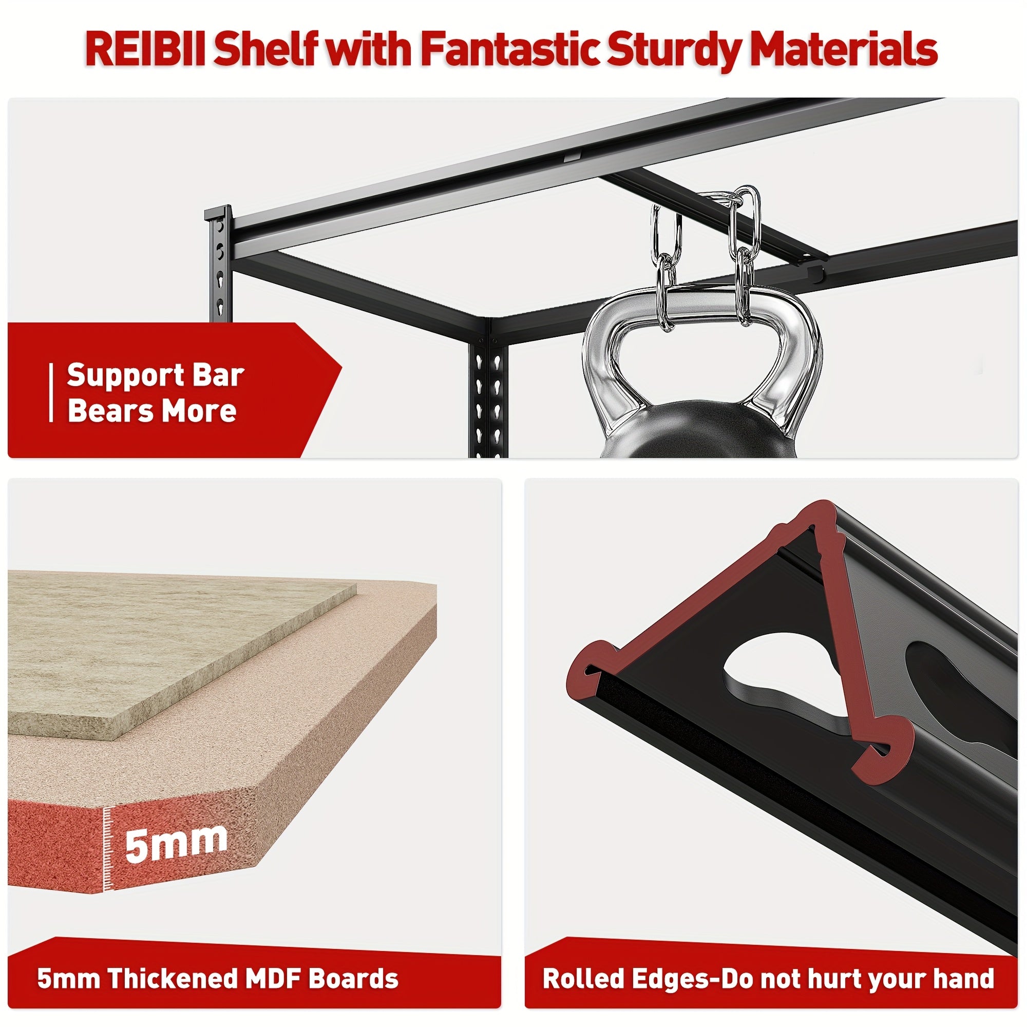 2000LBS Garage Shelving 72"H Storage Shelves Heavy Duty 5-tier Metal Shelving Units for Garage Shelves 60" H X 28" W X 12" D, Adjustable Utility Shelf Rack for Kitchen Warehouse Basement Pantry Utility Rack Shelf, 35.5"W X72"