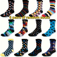 6 Pairs Of Men'S Random Color Casual Cotton Socks, Fun Colored Crazy Socks, Men'S Random Socks Blind Box Valentine'S Day Gift Randomly Send