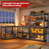[Heavy Duty Shelving] Heavy Duty 5 Tier 2000LBS Metal Shelving Units | 72"H/60"H Garage Shelving Storage Shelves, Adjustable Metal Shelving Unit For Garage Shelves Utility Rack Shelf For Basement Pantry Closet Shelves, Black,