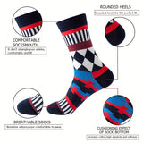 6-Pair Unisex Socks - Mathematical Designs (Equations, Graphs, Geometry) - Breathable All-Season Medium Tube - Casual, Athletic & Casual Attire - Machine Washable - STEM Gifts for Math Lovers - Men & Women, Novelty Socks, Pla