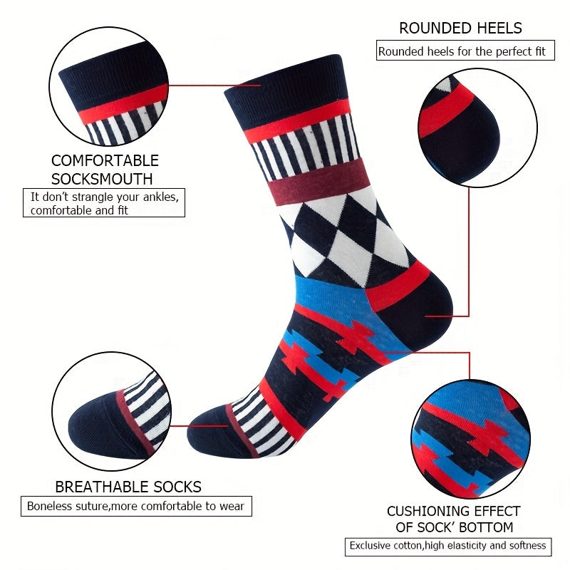 6-Pair Unisex Socks - Mathematical Designs (Equations, Graphs, Geometry) - Breathable All-Season Medium Tube - Casual, Athletic & Casual Attire - Machine Washable - STEM Gifts for Math Lovers - Men & Women, Novelty Socks, Pla