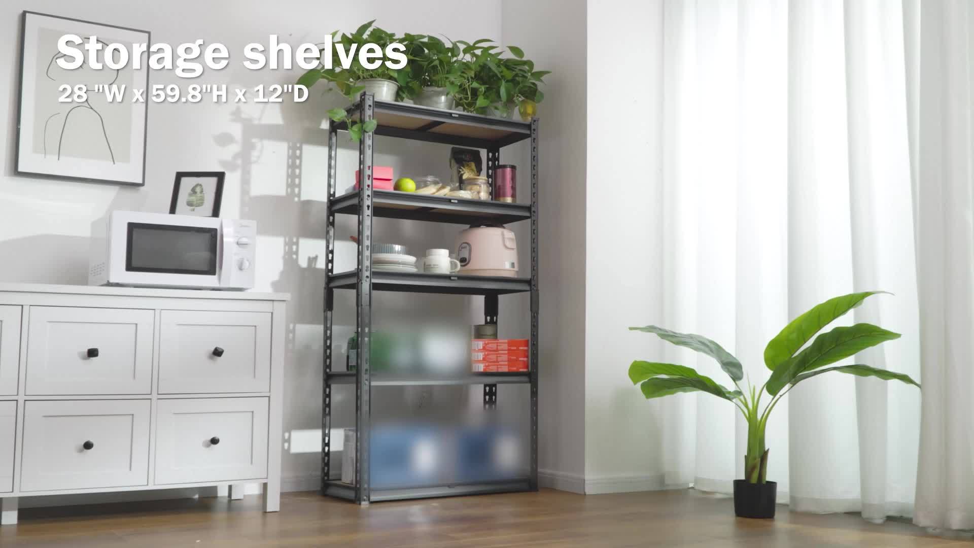 2000LBS Garage Shelving 72"H Storage Shelves Heavy Duty 5-tier Metal Shelving Units for Garage Shelves 60" H X 28" W X 12" D, Adjustable Utility Shelf Rack for Kitchen Warehouse Basement Pantry Utility Rack Shelf, 35.5"W X72"