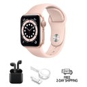 Apple Watch Series 6 Aluminum Bundle w/ Wireless Earbuds | 40mm | GPS + Cellular Unlocked | Gold | Refurbished - Acceptable
