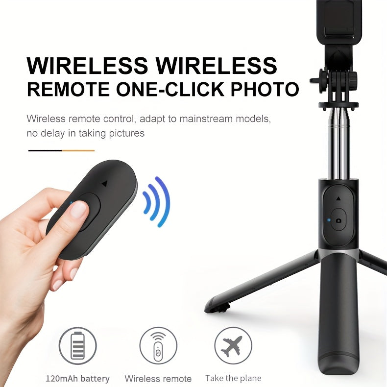 40-inch Smartphone Selfie Stick Tripod, Expandable Selfie Stick Integrated Smartphone Tripod with Wireless Remote Control, Can Rotate 360 Degrees, Suitable for iPhone 16/15/14/13/12/12 Pro/11 Pro/XS/XR/X/8/7 Plus smartphone A