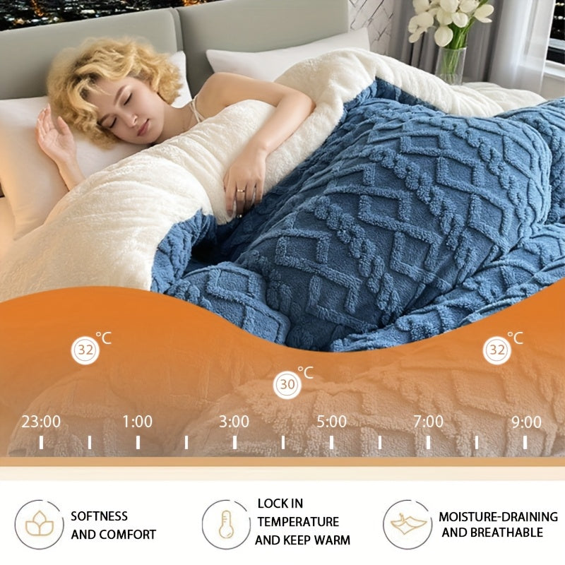 A Piece Of High-quality Thickened Velvet Blanket | Soft 100% Superfine Fiber Filling, Light Beige Soft Polyester Fabric, Suitable For Bedrooms And Hotel Rooms, Winter Warmth Blanket, Fluffy Quilt, Soft And Thick Blanket, Vint