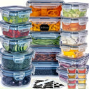 48pcs luxury food storage container set of high quality - sealed design, BPA free, easy to fasten lid, stackable microwave safe - including 24 containers, 24 lids, free labels, and kitchen storage marker pen