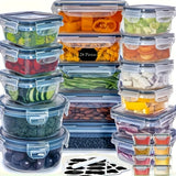 48pcs luxury food storage container set of high quality - sealed design, BPA free, easy to fasten lid, stackable microwave safe - including 24 containers, 24 lids, free labels, and kitchen storage marker pen