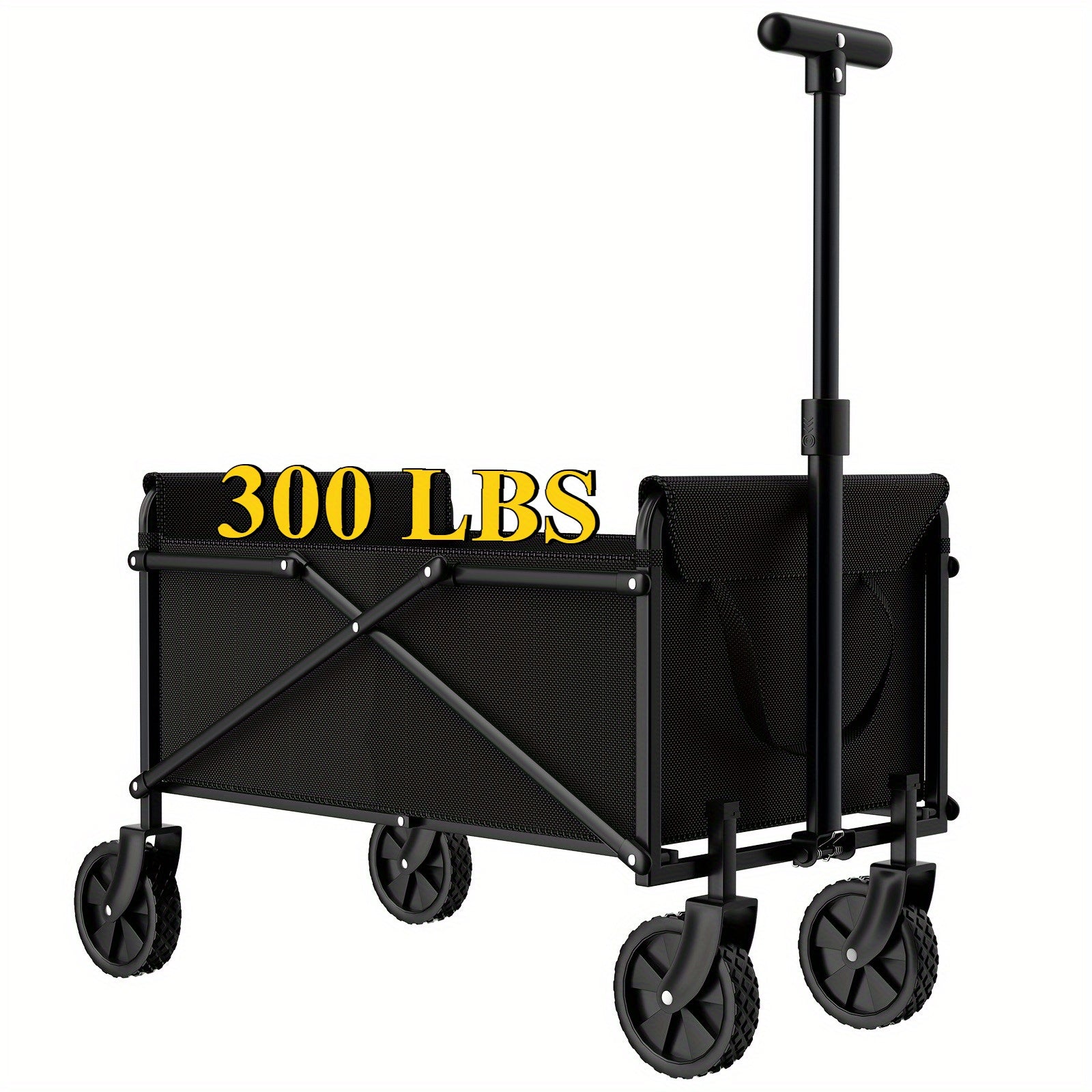 220/450/680 lb Capacity Heavy-Duty All-Terrain Folding Cart - Steel Frame and 600D Oxford Fabric, Camping, Gardening, Beach, Shopping Foldable Utility Cart - No Assembly Required, Black, Garden Tool Carrier, Sturdy Handle Des