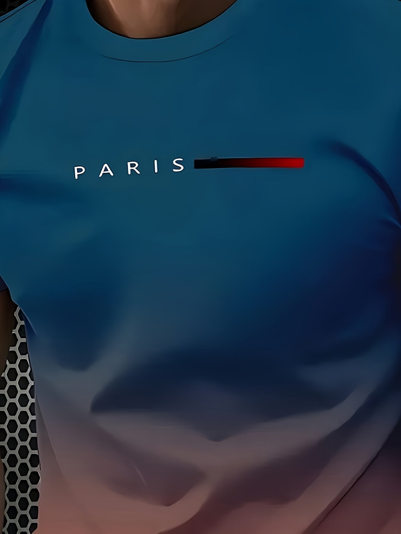 [Gradient Print T-Shirt] Summer Gradient Print Men's T-Shirt | 3D Digital Ombre Blue to Peach Design, Breathable Round Neck Regular Fit, Machine Washable