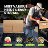 220/450/680 lb Capacity Heavy-Duty All-Terrain Folding Cart - Steel Frame and 600D Oxford Fabric, Camping, Gardening, Beach, Shopping Foldable Utility Cart - No Assembly Required, Black, Garden Tool Carrier, Sturdy Handle Des