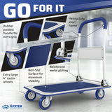 Upgraded Home Large Foldable Push Cart Dolly 330 Lbs/660 Lbs Capacity Moving Platform Hand Truck Heavy Duty Space Saving Collapsible Swivel Push Handle Flat Bed Wagon Blue White/Black Yellow