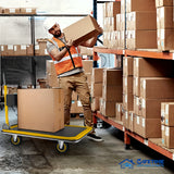 Upgraded Home Large Foldable Push Cart Dolly 330 Lbs/660 Lbs Capacity Moving Platform Hand Truck Heavy Duty Space Saving Collapsible Swivel Push Handle Flat Bed Wagon Blue White/Black Yellow