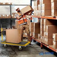 Upgraded Home Large Foldable Push Cart Dolly 330 Lbs/660 Lbs Capacity Moving Platform Hand Truck Heavy Duty Space Saving Collapsible Swivel Push Handle Flat Bed Wagon Blue White/Black Yellow