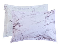 Elegant Comfort Reversible 10-Piece Comforter Set, Marble Print, Decorative Pillow and Fitted Sheet with Smart Pockets, Soft, Plush, & Lightweight Material, 10pc Marble, Queen, Lilac/Purple