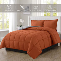 Elegant Comfort 3-Piece Reversible Comforter Set, All Season Cozy, Soft Down Alternative, Quilted - Box Stitched - Duvet Insert with 4 Corner Tabs, Comforter with Shams, Twin XL, Coral/Gray