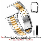 Casman Gold-Plated Stainless Steel Smartwatch Bands with Case Cover, Foldover Clasp, Compatible with Apple Watch Series, Ultra & iWatch 49mm/45mm/44mm/42mm/38mm/40mm/41mm - Non-Water Resistant