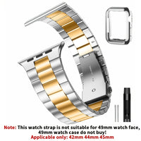 Casman Gold-Plated Stainless Steel Smartwatch Bands with Case Cover, Foldover Clasp, Compatible with Apple Watch Series, Ultra & iWatch 49mm/45mm/44mm/42mm/38mm/40mm/41mm - Non-Water Resistant