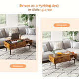 Elegant Black Coffee Table For Living Room - Lift Top Design Offering Versatility. Small Rising Wooden Dining Center Table With Storage Shelf And Hidden Compartment, Ideal For Organizing And Enhancing Your Living Space.