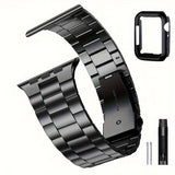 Casman Gold-Plated Stainless Steel Smartwatch Bands with Case Cover, Foldover Clasp, Compatible with Apple Watch Series, Ultra & iWatch 49mm/45mm/44mm/42mm/38mm/40mm/41mm - Non-Water Resistant