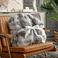 Cozy Bliss Faux Fur Throw Blanket for Couch, Fuzzy Soft Plush Thick Bubble Blanket for Sofa Bedroom Living Room, 60 * 80 Inches Tie-dye Taupe