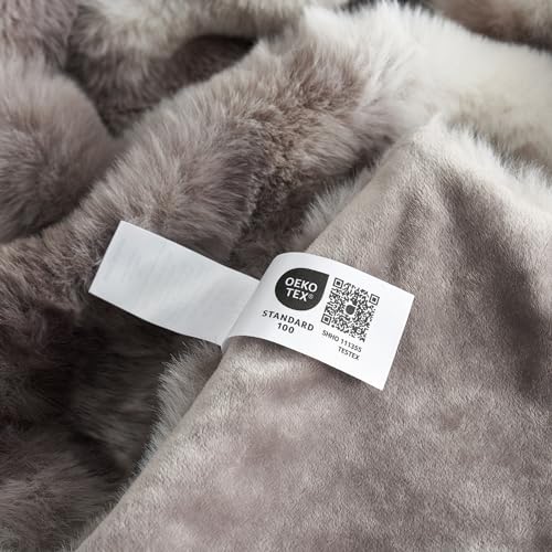 Cozy Bliss Faux Fur Throw Blanket for Couch, Fuzzy Soft Plush Thick Bubble Blanket for Sofa Bedroom Living Room, 60 * 80 Inches Tie-dye Taupe