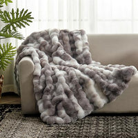 Cozy Bliss Faux Fur Throw Blanket for Couch, Fuzzy Soft Plush Thick Bubble Blanket for Sofa Bedroom Living Room, 60 * 80 Inches Tie-dye Taupe