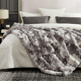 Cozy Bliss Faux Fur Throw Blanket for Couch, Fuzzy Soft Plush Thick Bubble Blanket for Sofa Bedroom Living Room, 60 * 80 Inches Tie-dye Taupe