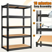 500/2000 Lb Heavy Duty Metal Garage Shelving Unit - Adjustable 3/5 Tier Utility