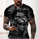 Men's Bold Lion 3D Print T-Shirt - Oversized, Short Sleeve, Crew Neck Tee with