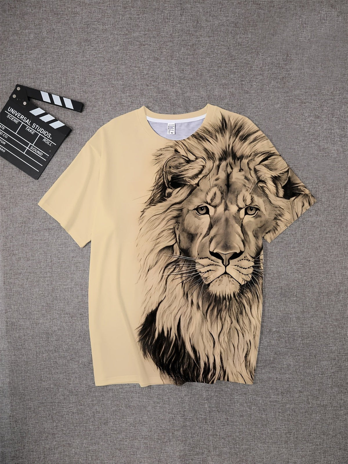 Men's Bold Lion 3D Print T-Shirt - Oversized, Short Sleeve, Crew Neck Tee with