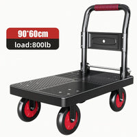 Heavy-Duty Folding Hand Cart with Silent Swivel Wheels, 660 Lbs Capacity -