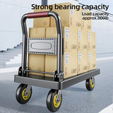 Heavy-Duty Folding Hand Cart with Silent Swivel Wheels, 660 Lbs Capacity -