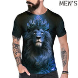 Men's Bold Lion 3D Print T-Shirt - Oversized, Short Sleeve, Crew Neck Tee with