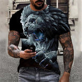 Men's Bold Lion 3D Print T-Shirt - Oversized, Short Sleeve, Crew Neck Tee with