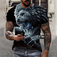Men's Bold Lion 3D Print T-Shirt - Oversized, Short Sleeve, Crew Neck Tee with