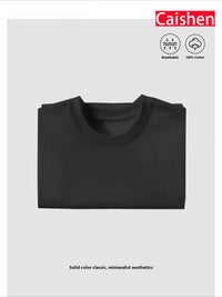 Four-piece 100% Cotton Men'S T-shirt Unisex Summer Simple Loose Crewneck Casual