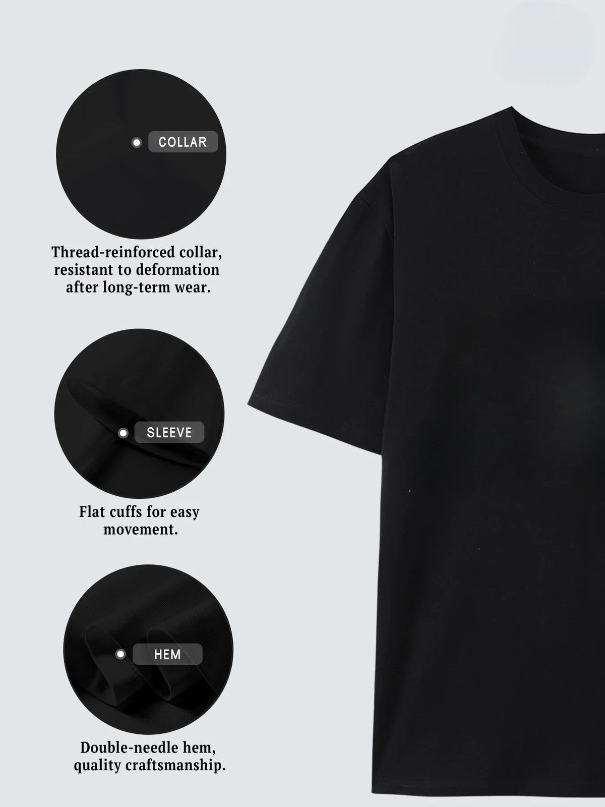 Four-piece 100% Cotton Men'S T-shirt Unisex Summer Simple Loose Crewneck Casual