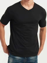 MCKENATEN MK Men's Quick-Dry V-Neck T-Shirt - High Elasticity Slim Fit Short