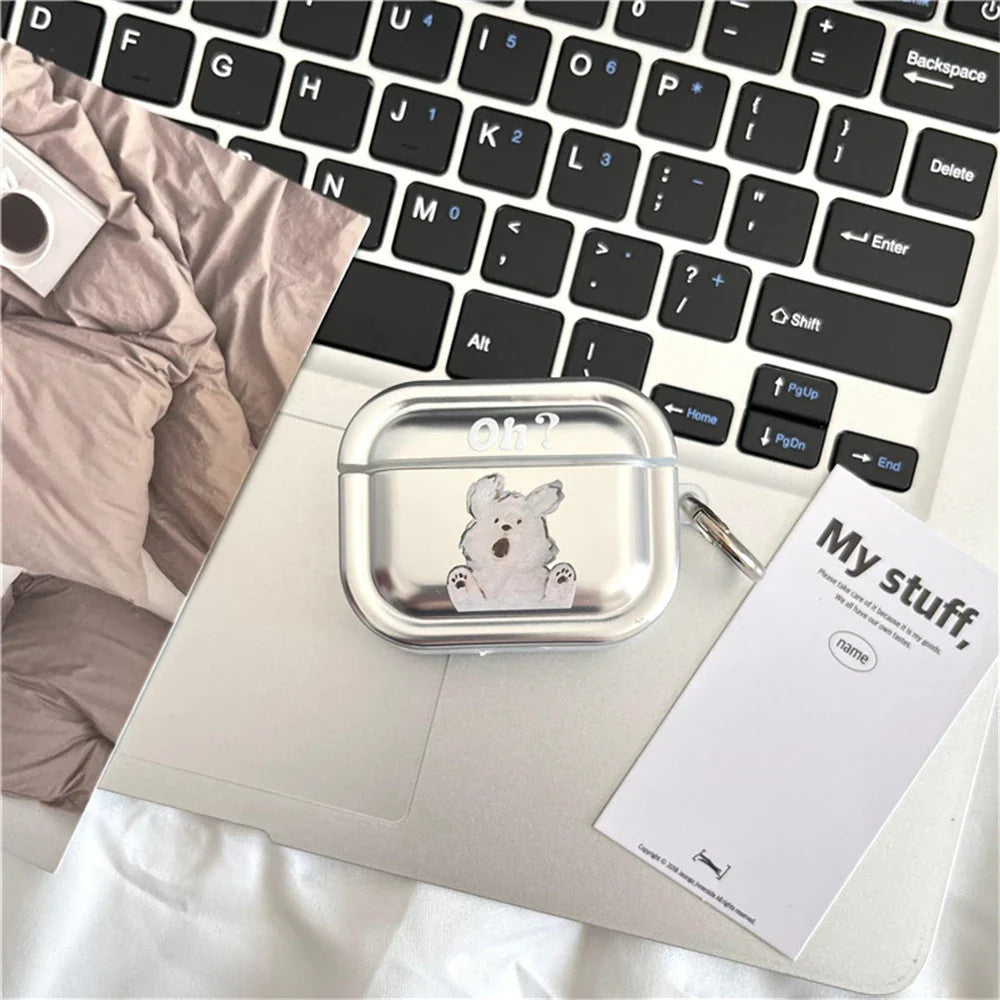 Lovely Oil Painting Puppy Mirror Earphone Case For Airpods 3 Pro 2 1 Shockproof