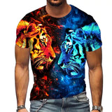 Men's Bold Lion 3D Print T-Shirt - Oversized, Short Sleeve, Crew Neck Tee with