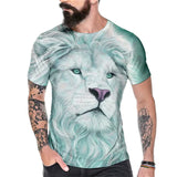Men's Bold Lion 3D Print T-Shirt - Oversized, Short Sleeve, Crew Neck Tee with