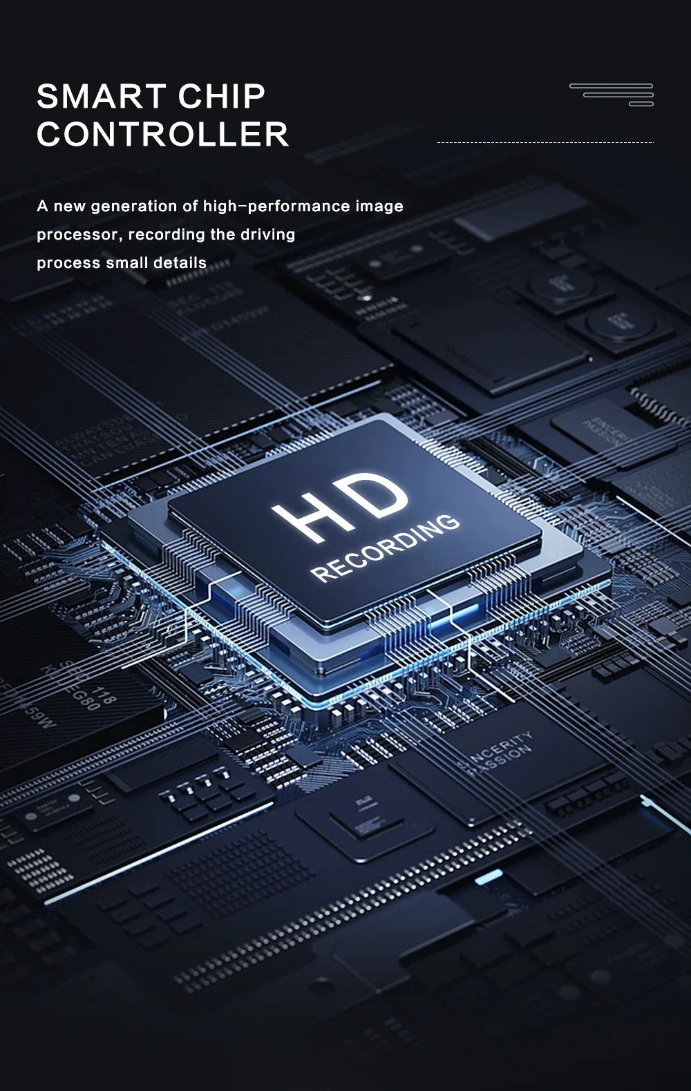 1080P Triple-Camera Dash Cam with IR Night Vision, Loop Recording & 2'' IPS