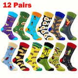 [Fun Cartoon Socks] Nujoyco 12 Pairs Fun and Colorful Cartoon Socks | Machine