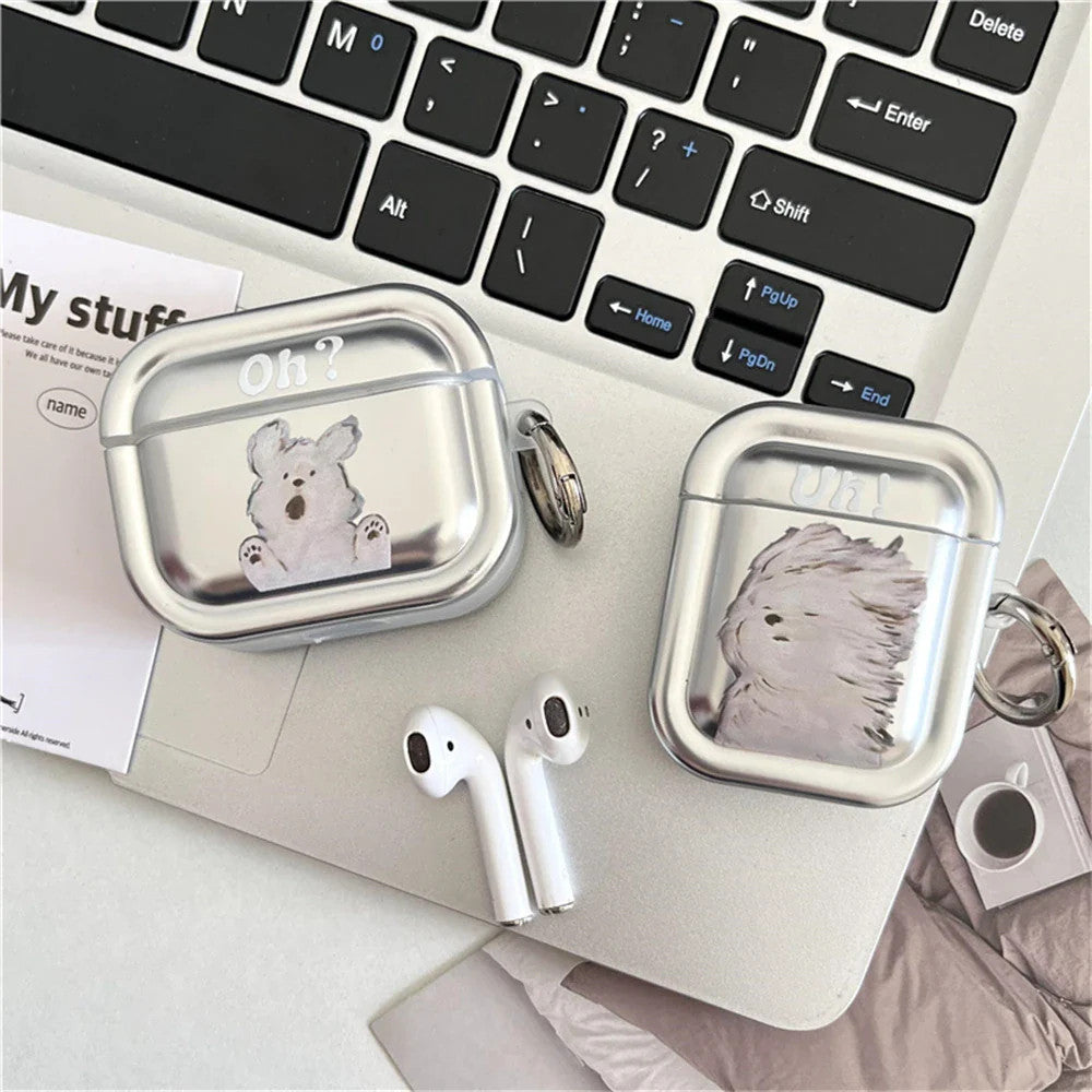 Lovely Oil Painting Puppy Mirror Earphone Case For Airpods 3 Pro 2 1 Shockproof