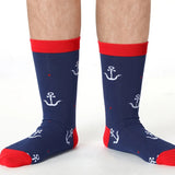 8 Pairs Sailing Socks for Men Boat Nautical Cotton Crew Socks Cruise Navy Gift