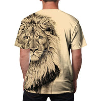 Men's Bold Lion 3D Print T-Shirt - Oversized, Short Sleeve, Crew Neck Tee with
