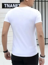 MCKENATEN MK Men's Quick-Dry V-Neck T-Shirt - High Elasticity Slim Fit Short