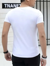 MCKENATEN MK Men's Quick-Dry V-Neck T-Shirt - High Elasticity Slim Fit Short